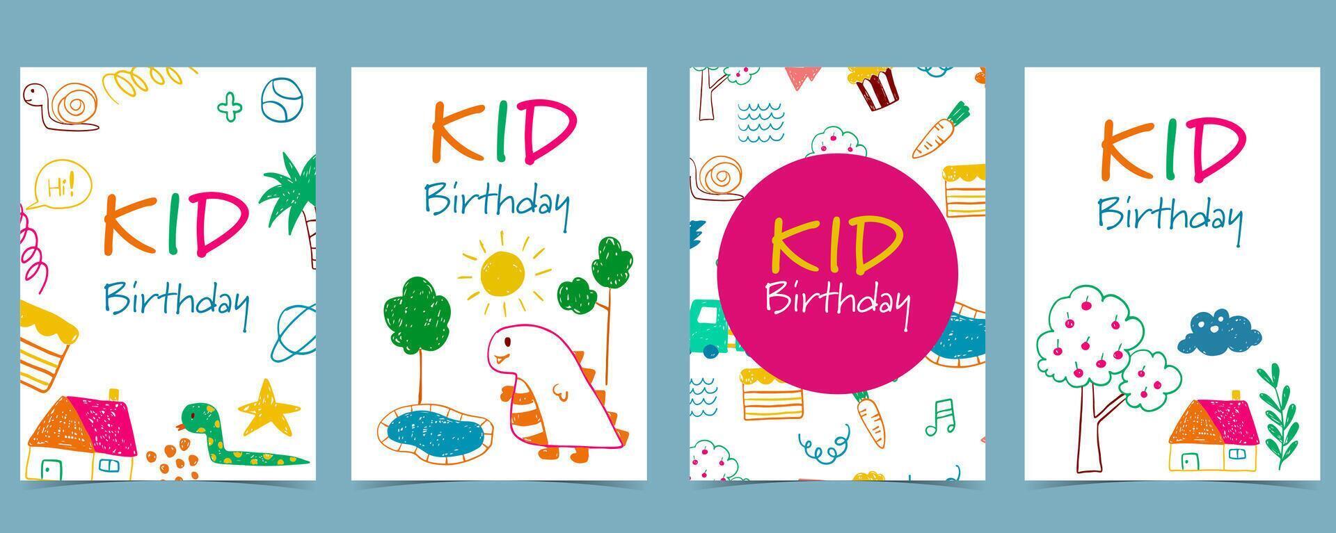 cute scribble kid background collection. illustration for a4 vertical design vector