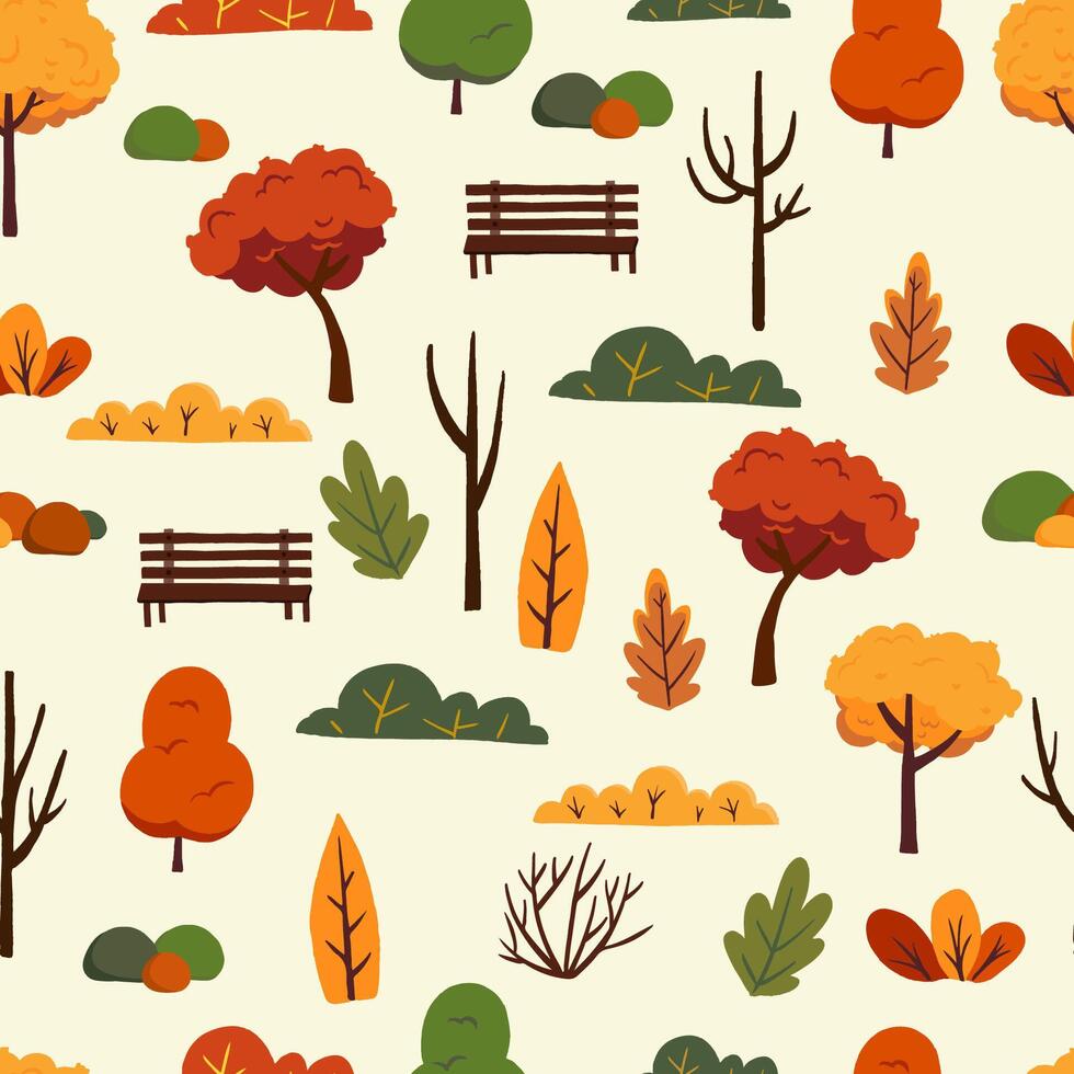 autumn landscape seamless pattern background for tile,fabric design vector