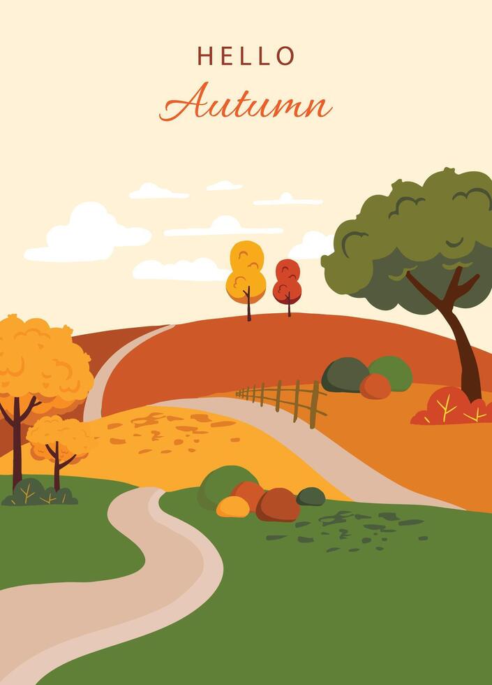 autumn background with beautiful natural scene for a4 vertical design vector