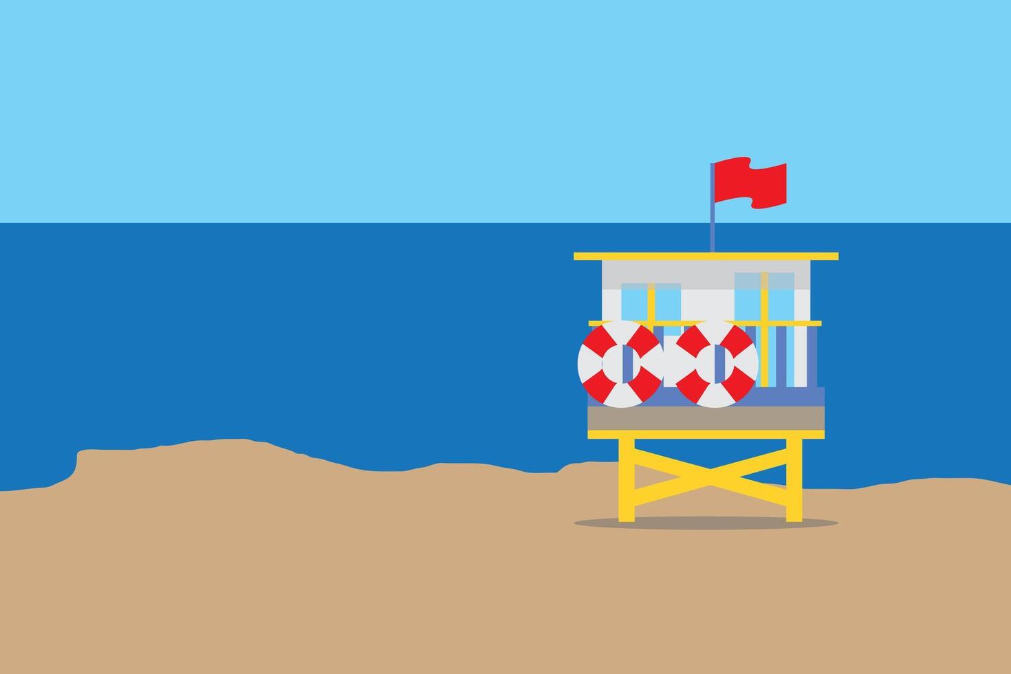 Safeguard hut in the beach. wallpaper. free space for text. copy space. blank. vector