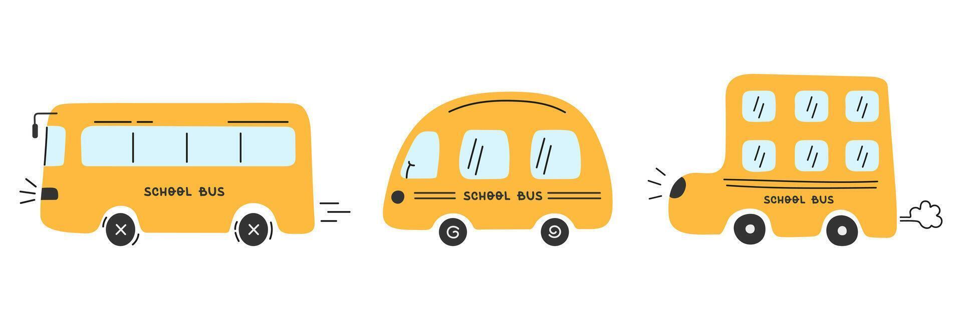 Simple yellow school bus set vector