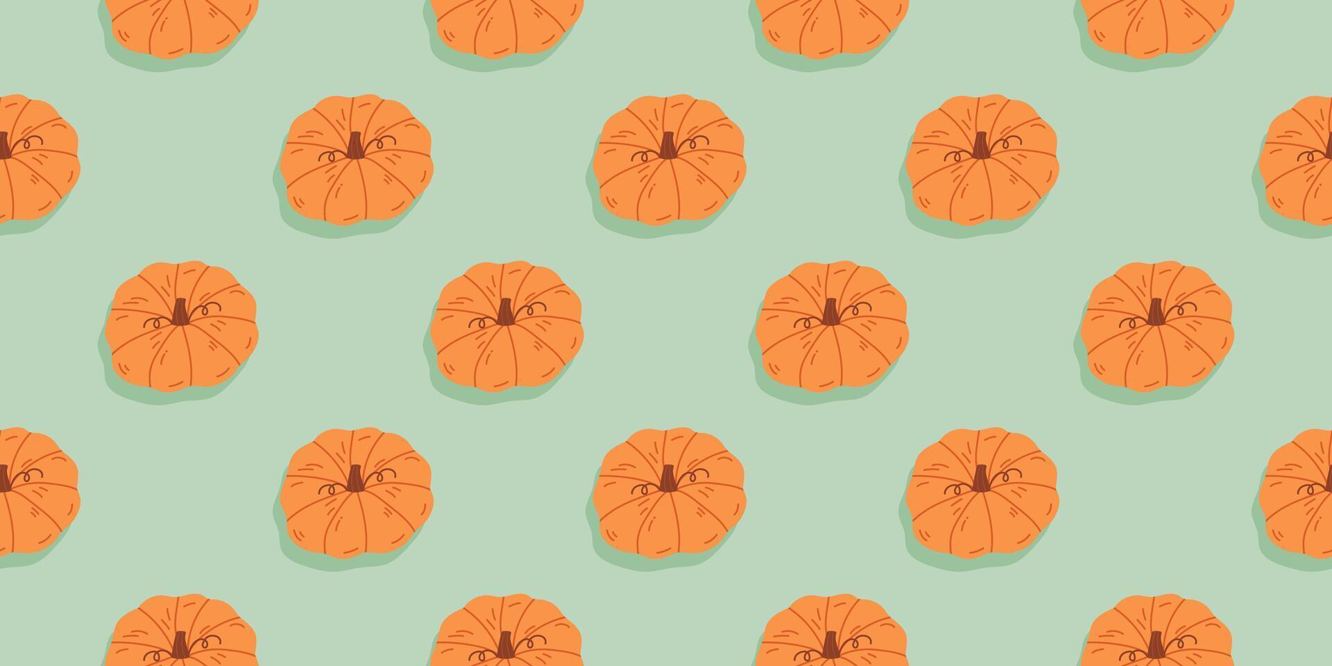 Trendy pattern with orange pumpkin vector