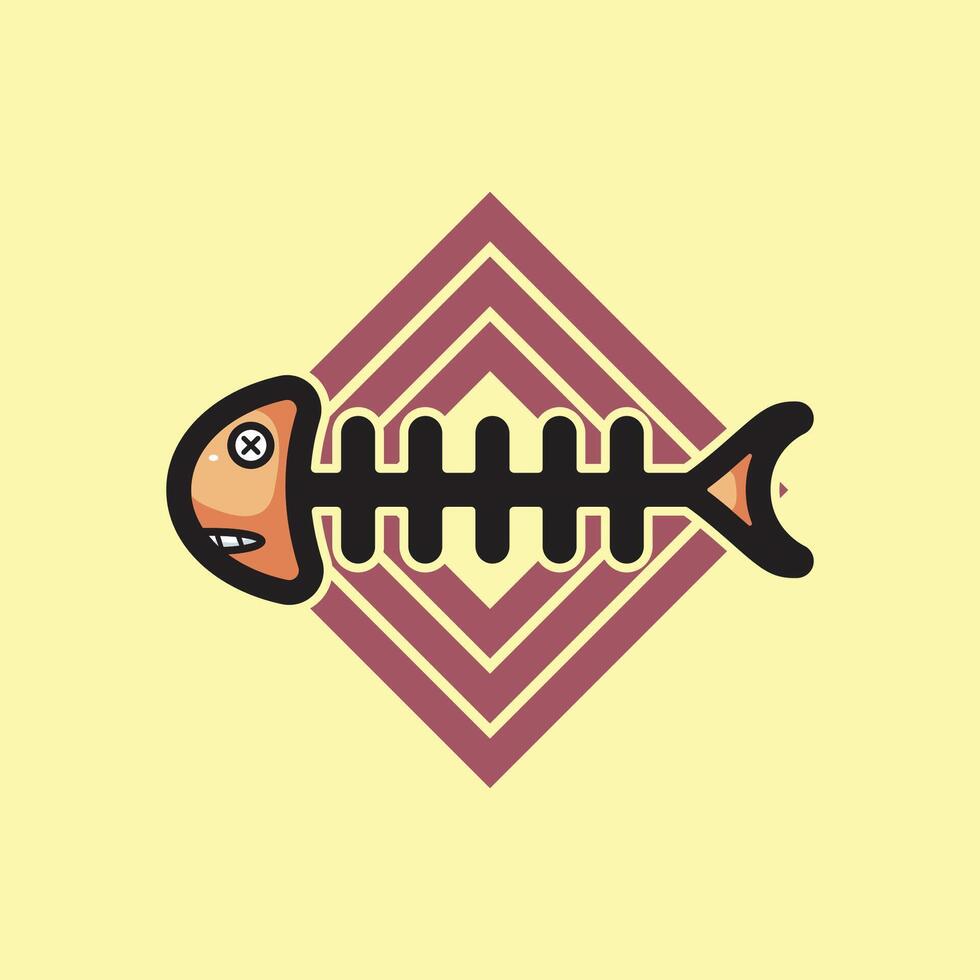 bony fish illustration vector