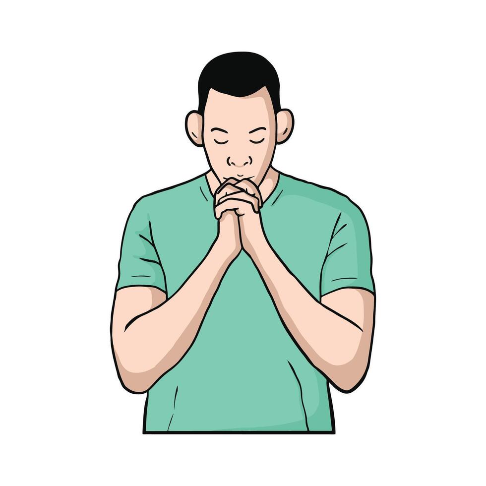 a man is praying vector