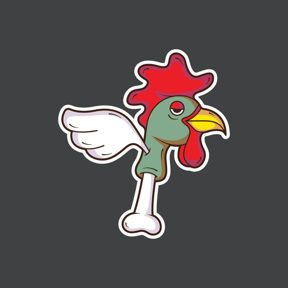 rooster head character with bones vector