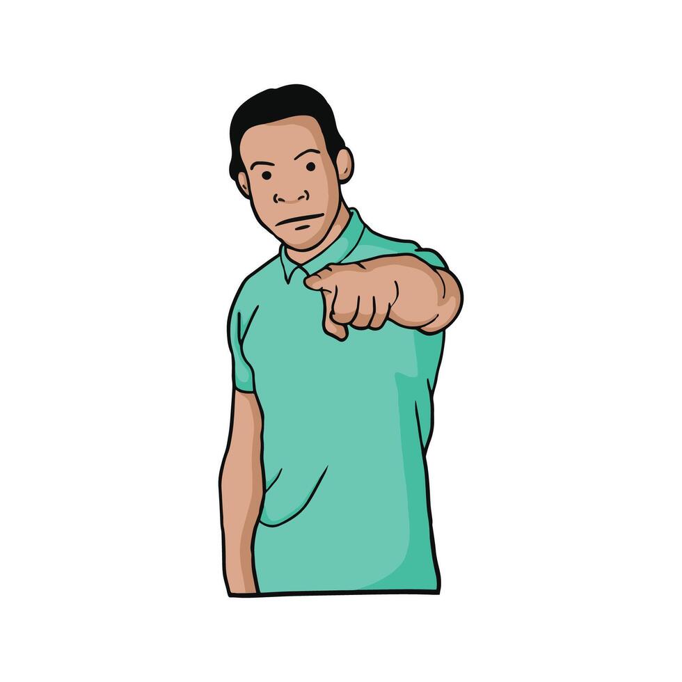 a man is pointing forward with his finger vector