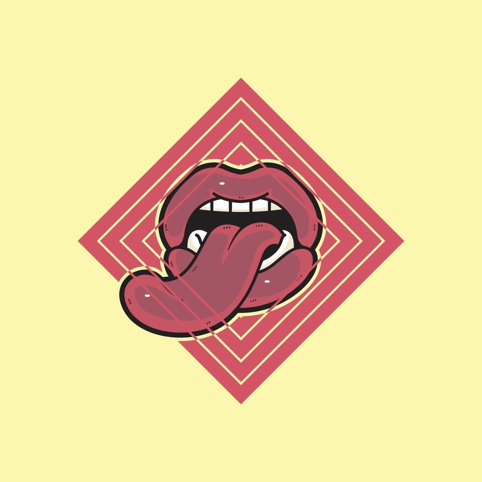 illustration of lips and tongue sticking forward vector