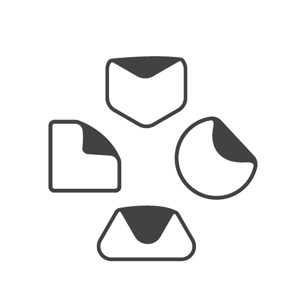 square,triangle,hexagon,and circle line sticker icon element design template vector