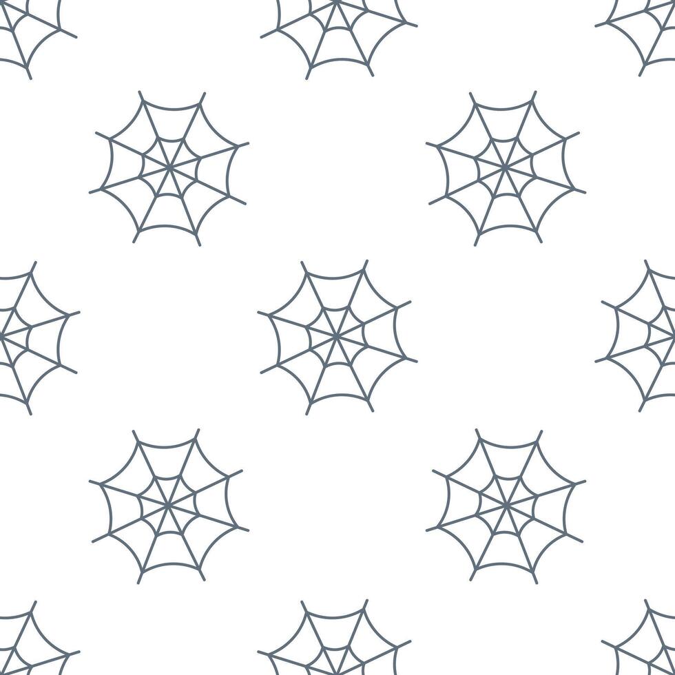 Seamless pattern with web. For fabric, wrapping, cards, textile, wallpaper, apparel. Isolated cartoon illustration in flat style on white background. Halloween background. vector
