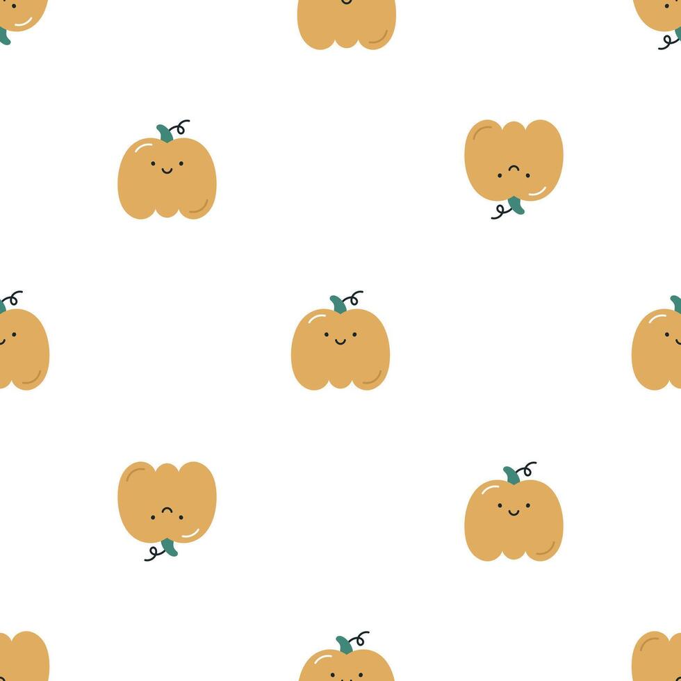 Seamless pattern with cute pumpkins. Flat background. Creative texture for fabric, wrapping, textile, wallpaper, apparel. vector