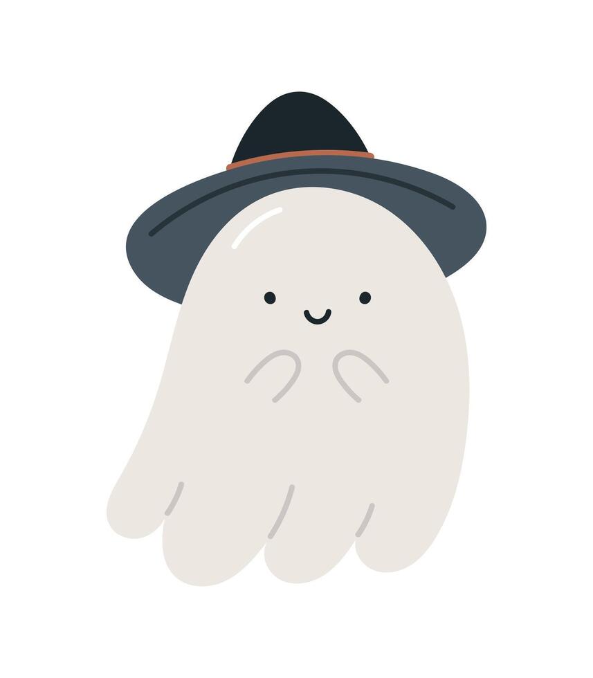 Cute Halloween ghost. Isolated on white background. Halloween design. Childish Halloween print. vector