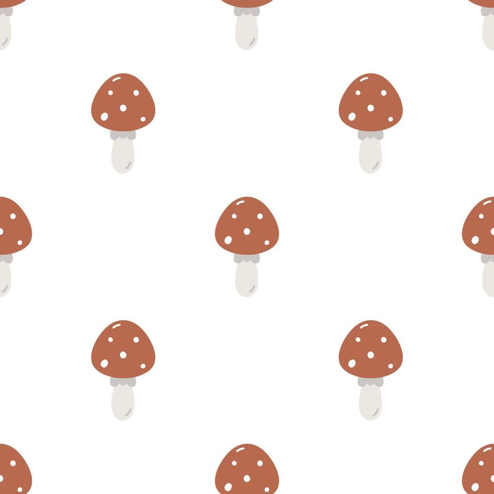 Seamless pattern with mushroom fly agaric. Flat background. Creative texture for fabric, wrapping, textile, wallpaper, apparel. vector