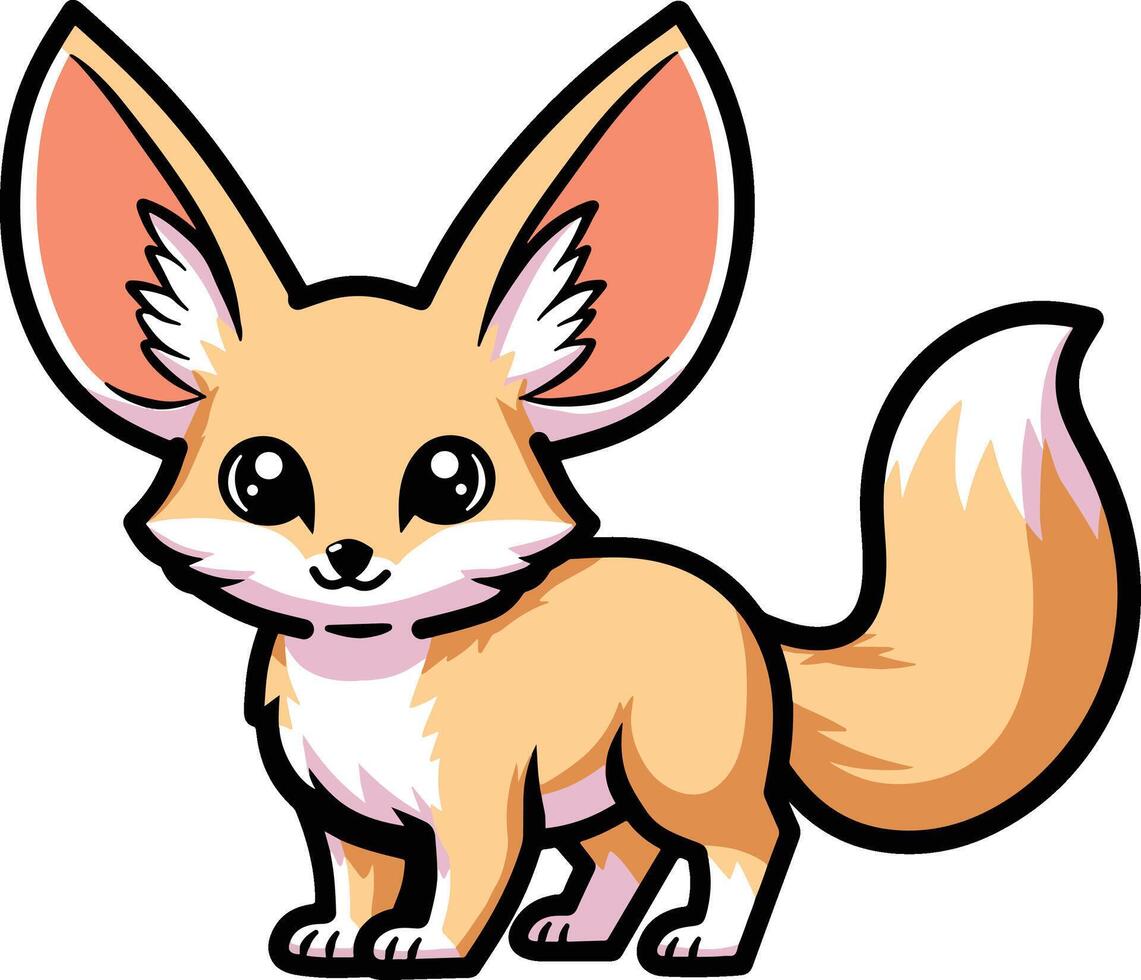 Cute Fennec Fox Cartoon Illustration vector
