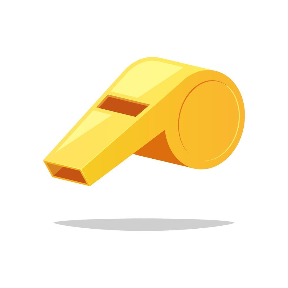 Golden whistle isolated on white background. vector