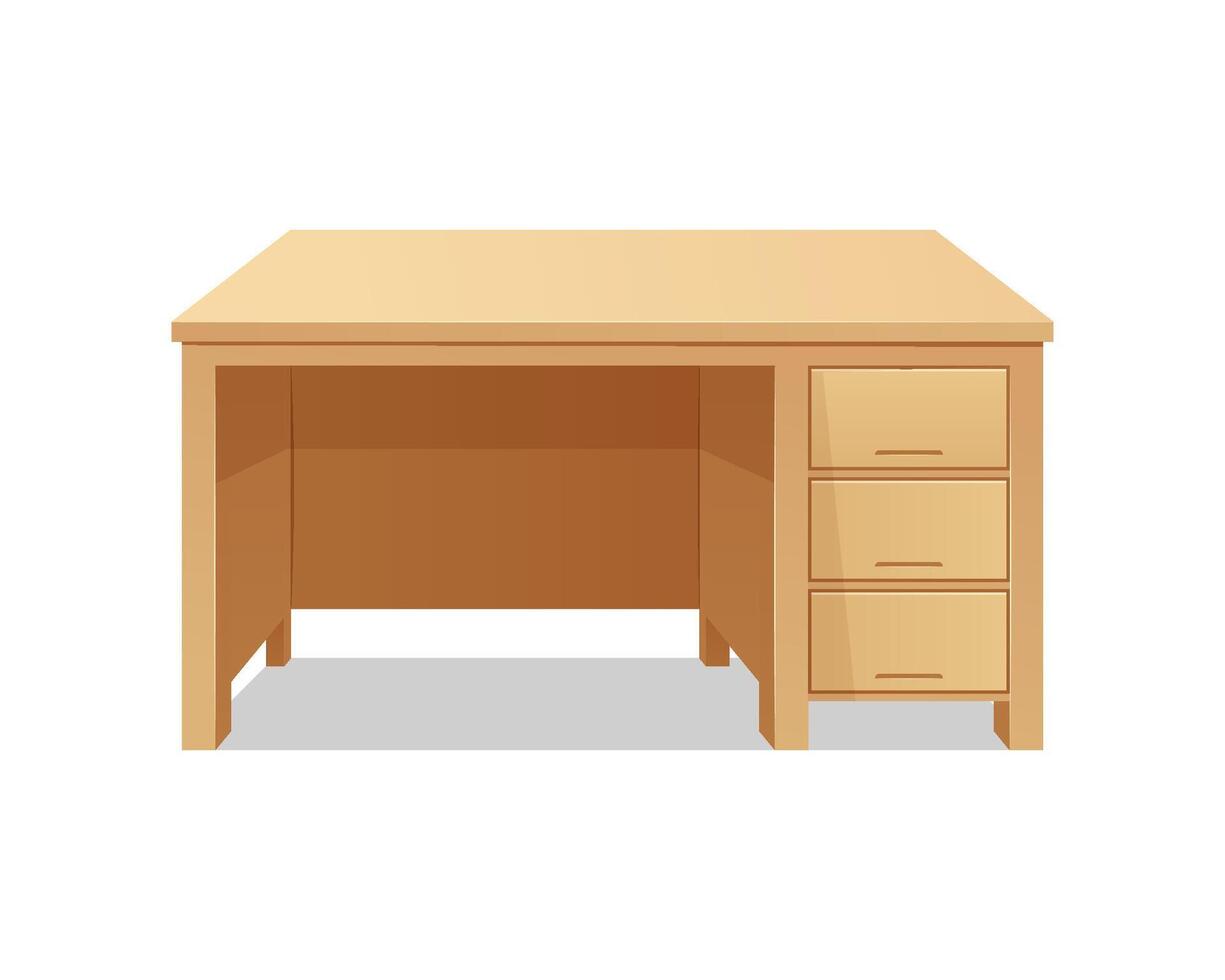 Wooden office desk isolated on white background. vector