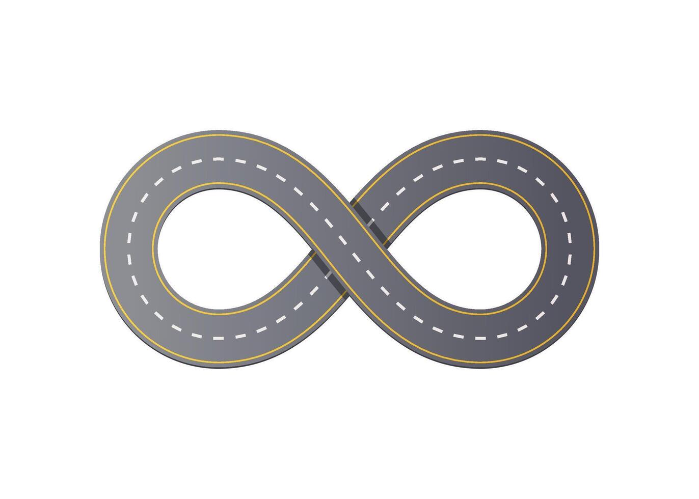 Road path infinity symbol . Endless road isolated on white background. vector