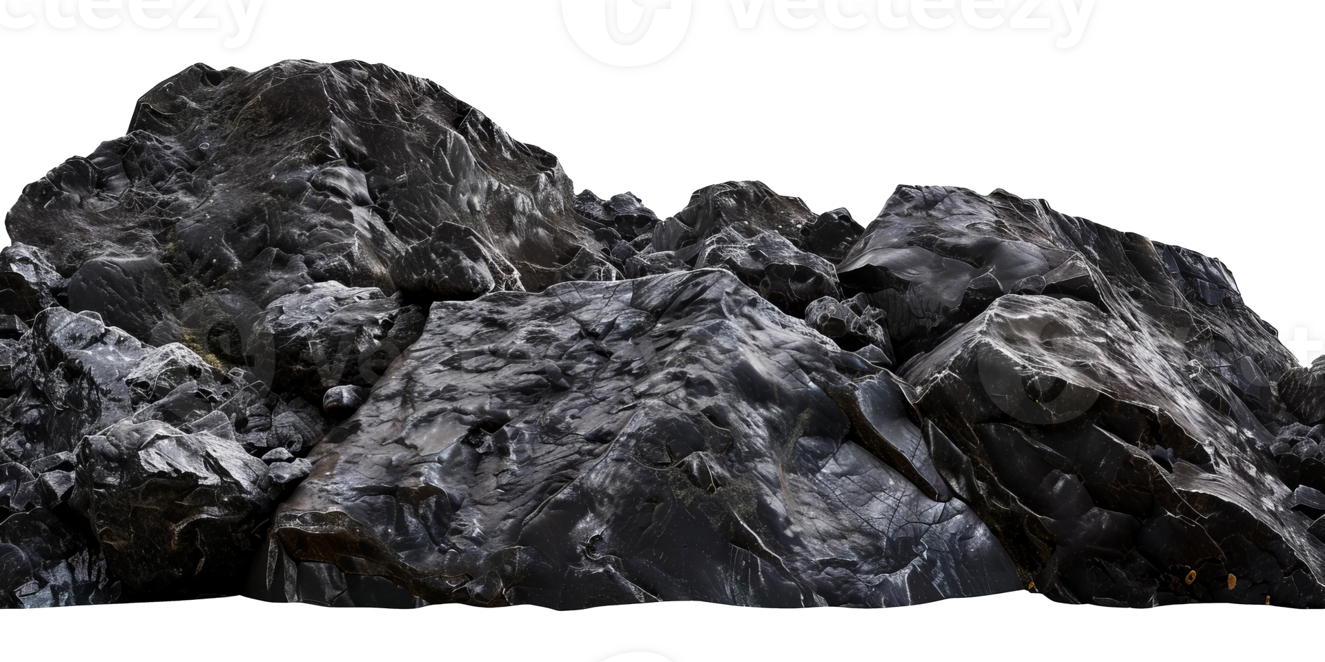 High-Resolution Dark Rock Formation with Natural Texture and Detail cut out on transparent background png