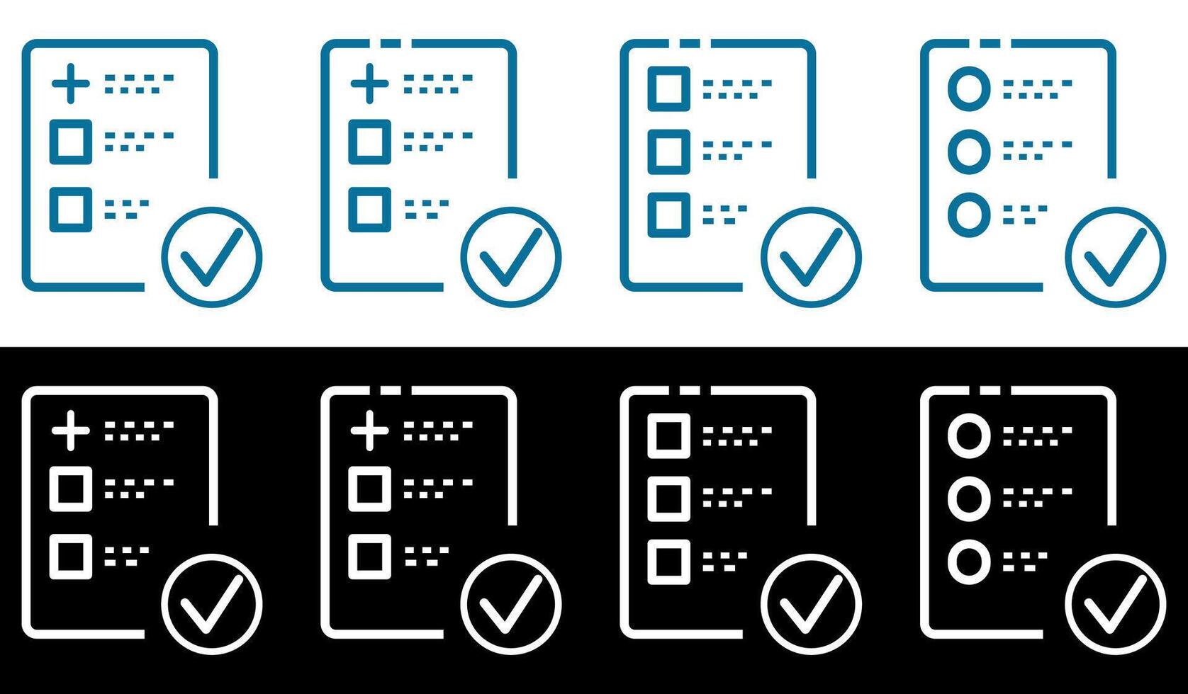 Approved check mark and result data. Clinical checklist document symbol. vector