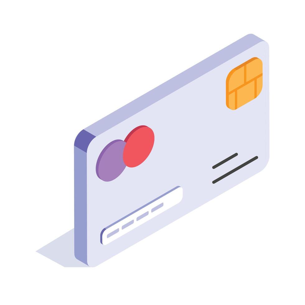 Atm card design in modern isometric style, card for online payments and cash withdrawal vector