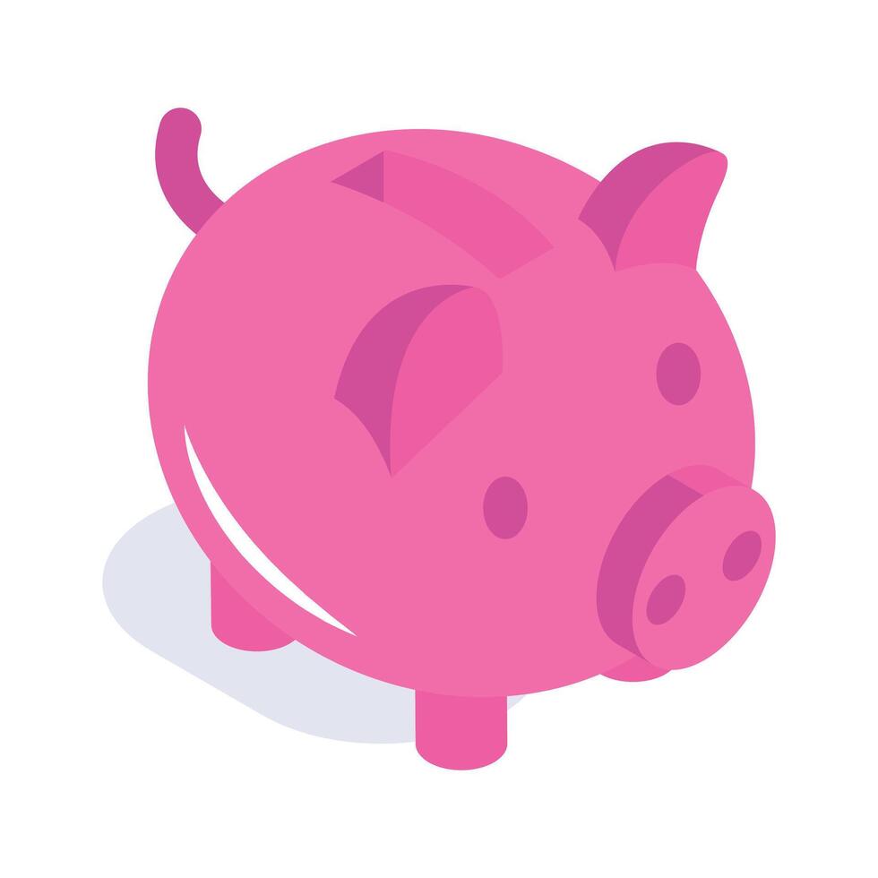 Piggy bank, trendy isometric design of money savings vector