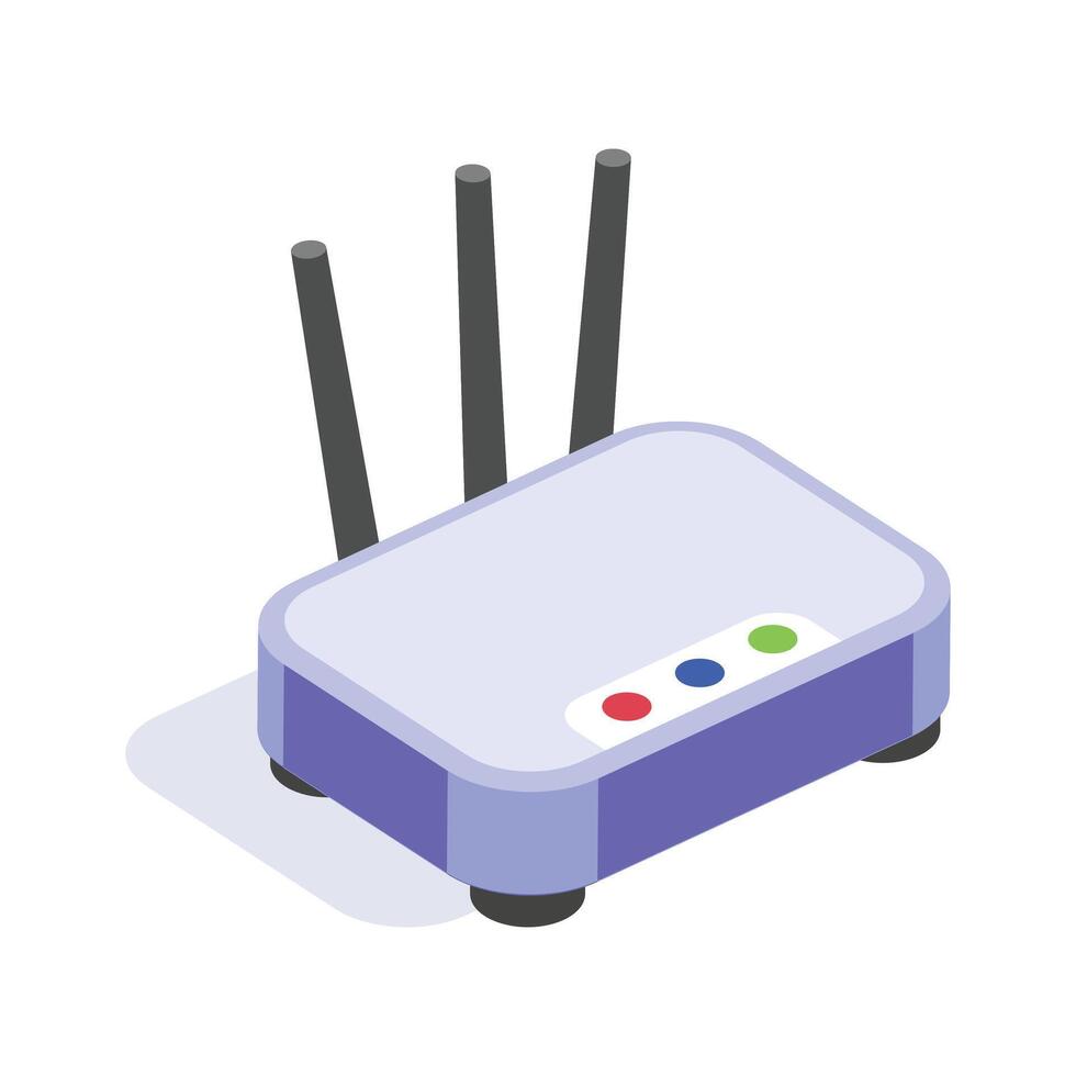 An icon of a wifi router shows a networking device that enables wireless communication between electronic devices and the internet. vector