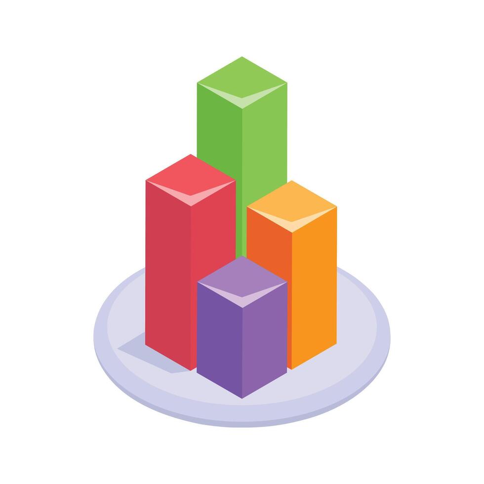 An amazing isometric Icon of bar chart, used to visualize data, statistics, and comparisons. vector