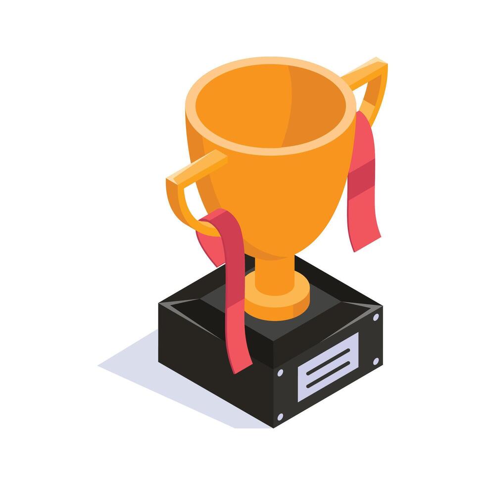 Isometric icon of trophy, denoting achievement, victory, success, excellence, and recognition. vector