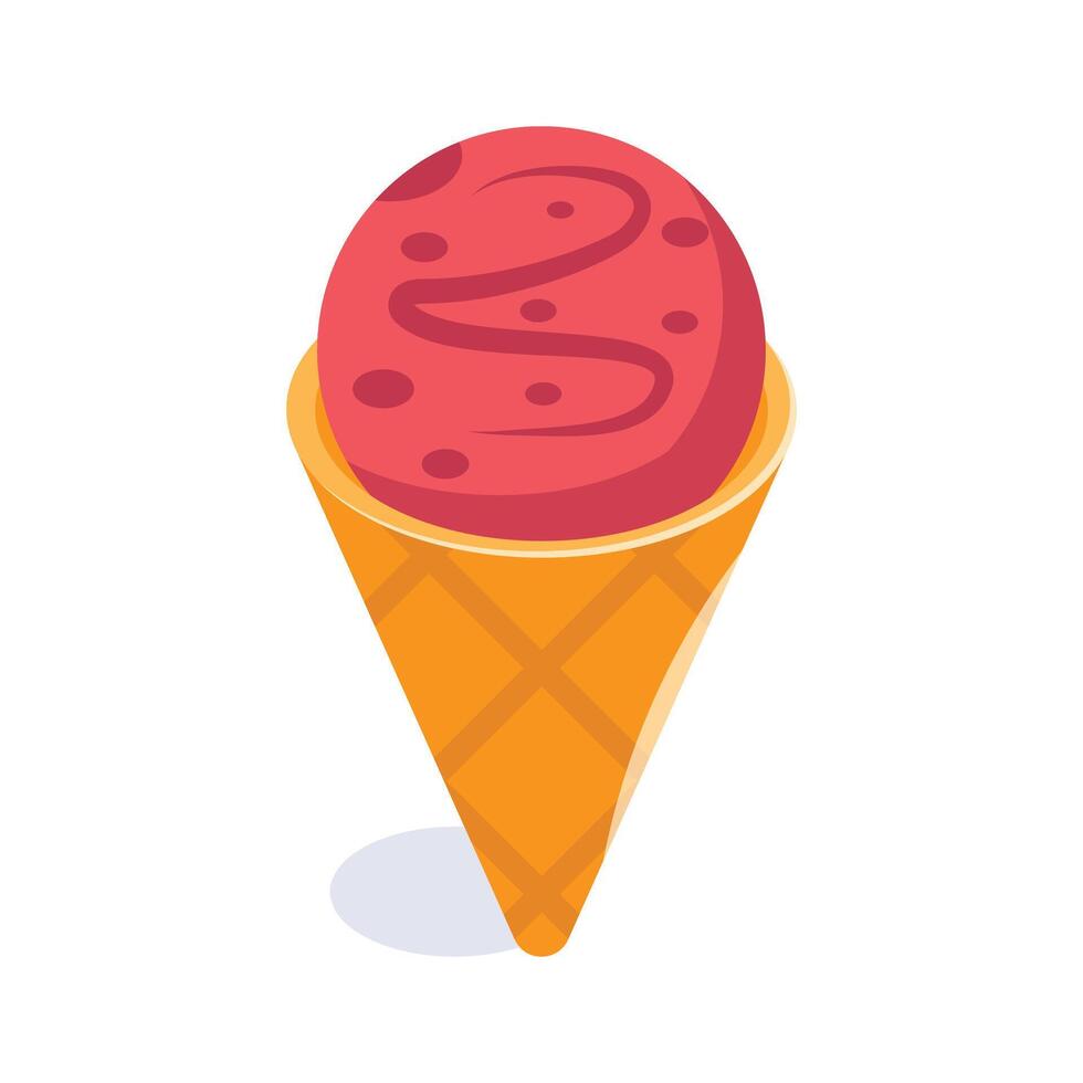 Ice cream cone isometric icon, depicting a delicious and refreshing treat vector