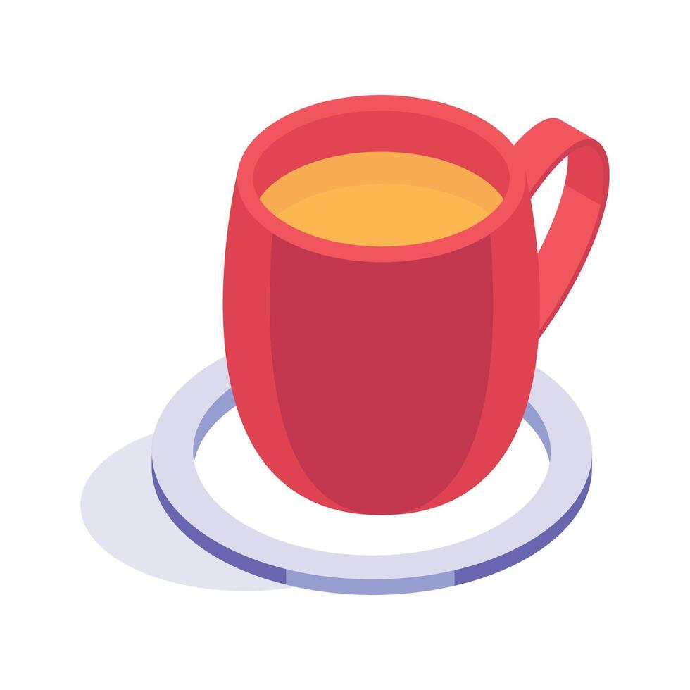 An icon of tea cup in isometric design style, editable icon hot beverages concept vector