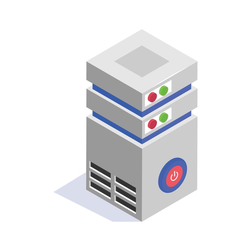 Isometric data server icon, perfect for tech, IT, and network infrastructure designs vector