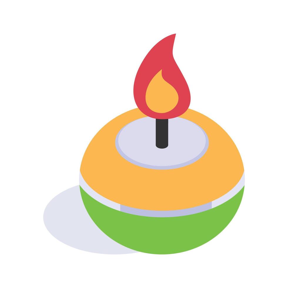 Colorful decorative candle icon with flame, symbolizing warmth, light, and festive ambiance vector
