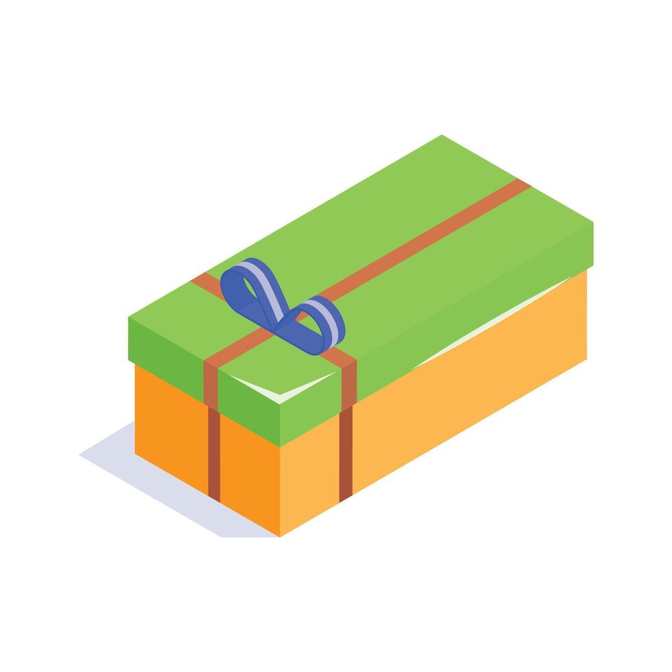 An isometric icon of wrapped gift box in modern design style vector