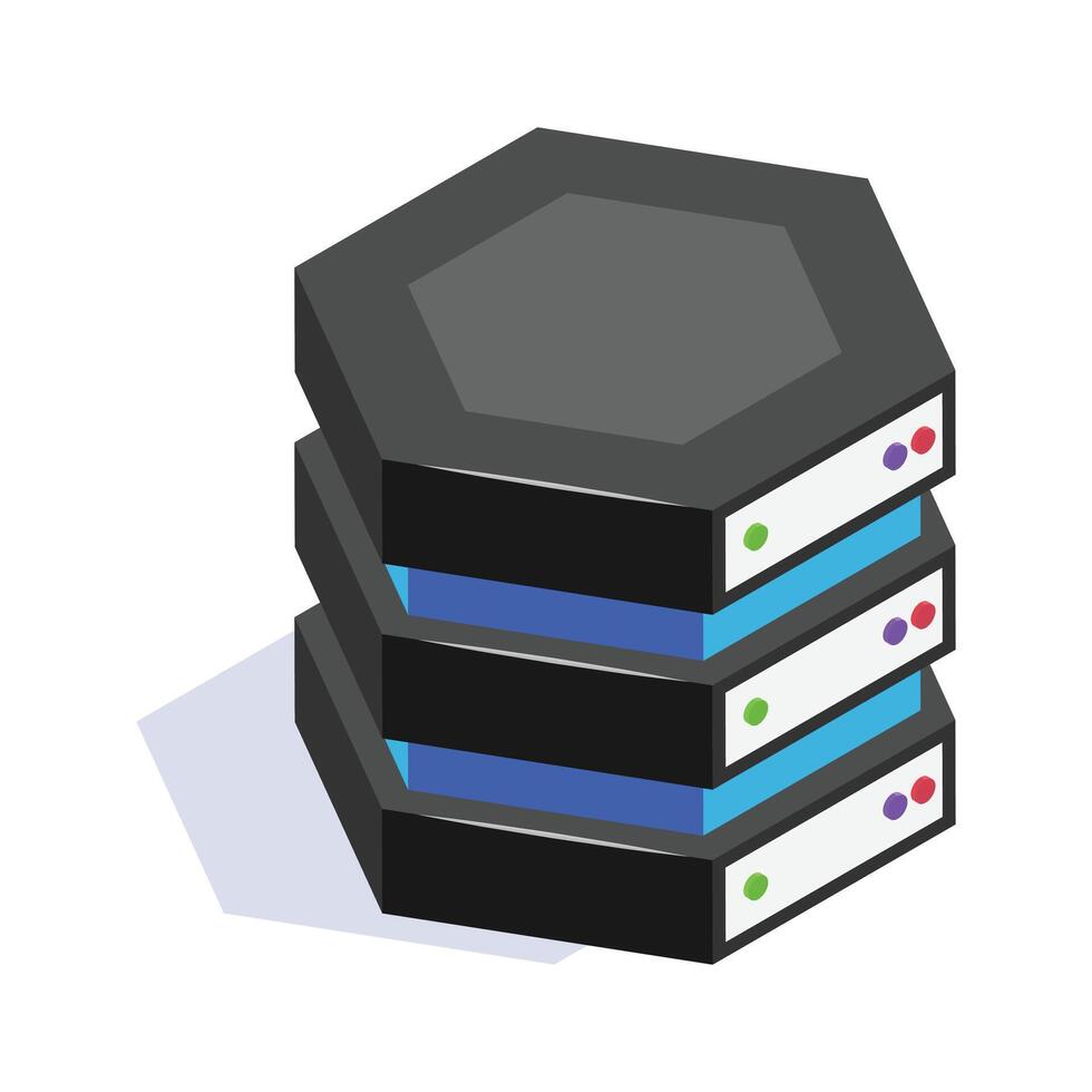 Isometric icon of stacked server units, concept icon of data storage and networking vector