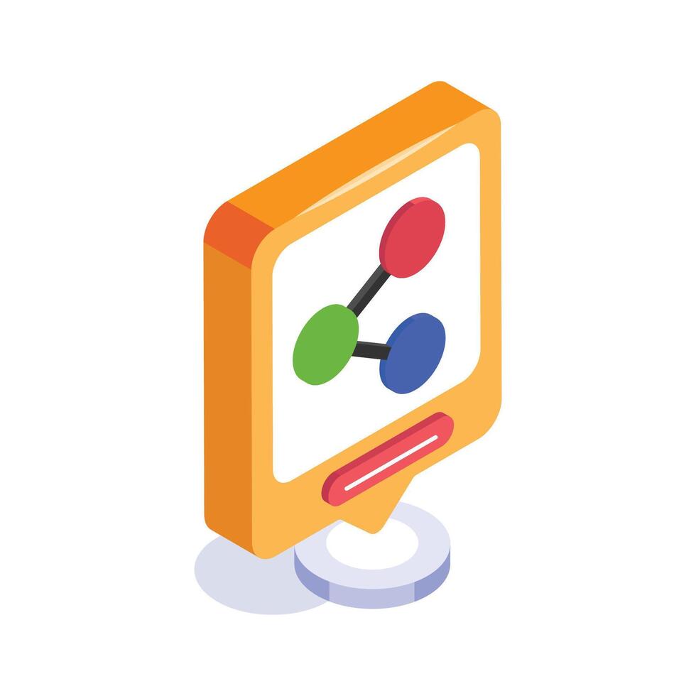 Isometric sharing center icon depicting interconnected nodes for seamless data and resource sharing vector