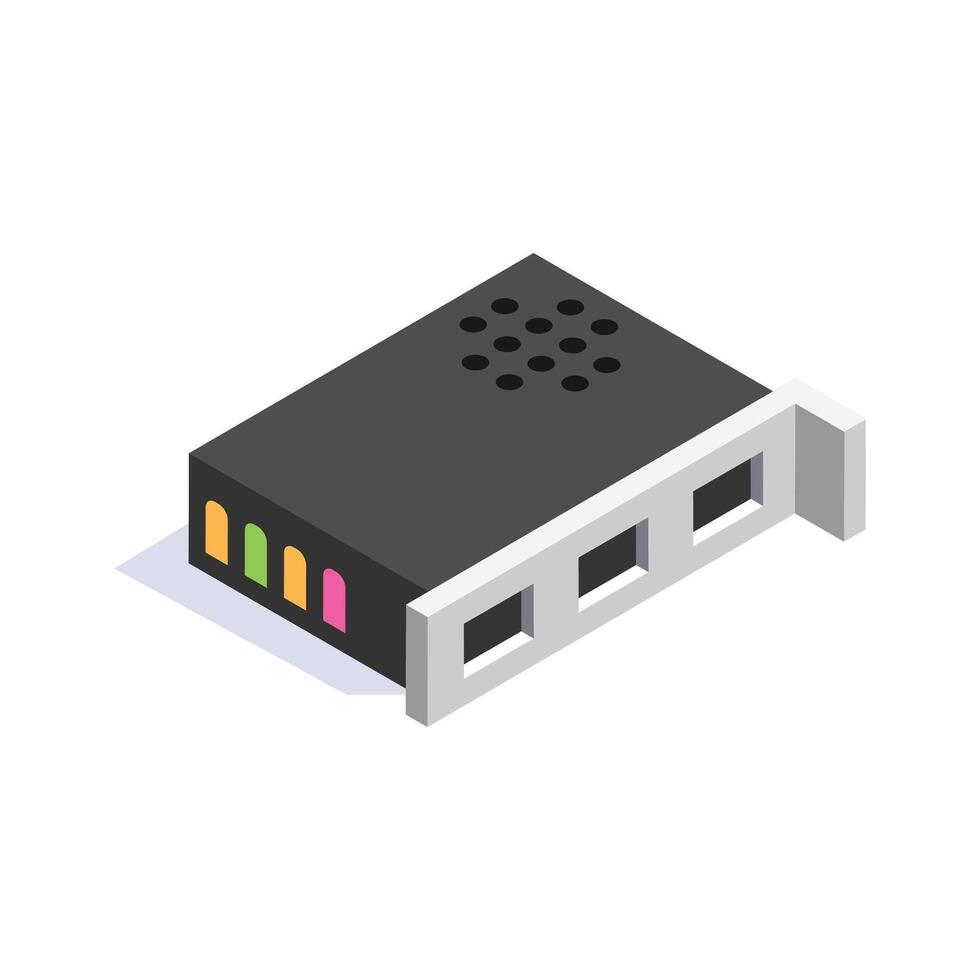 Isometric network interface card icon, perfect for tech, computer, and networking designs vector
