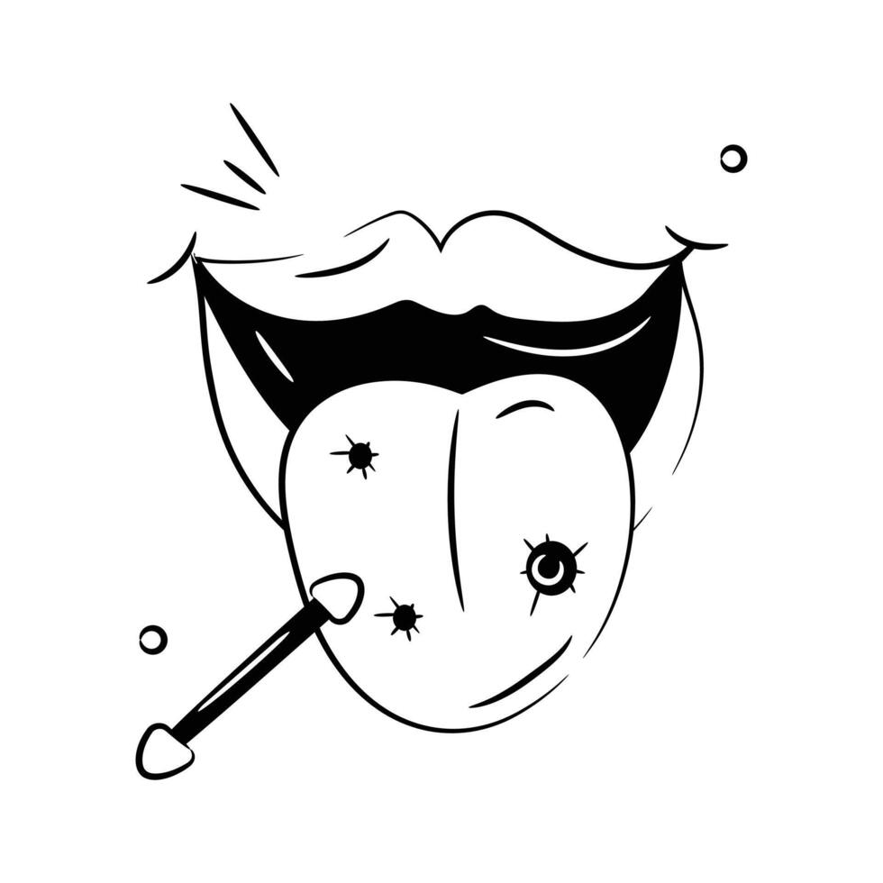 Saliva test doodle icon in hand drawn style vector
