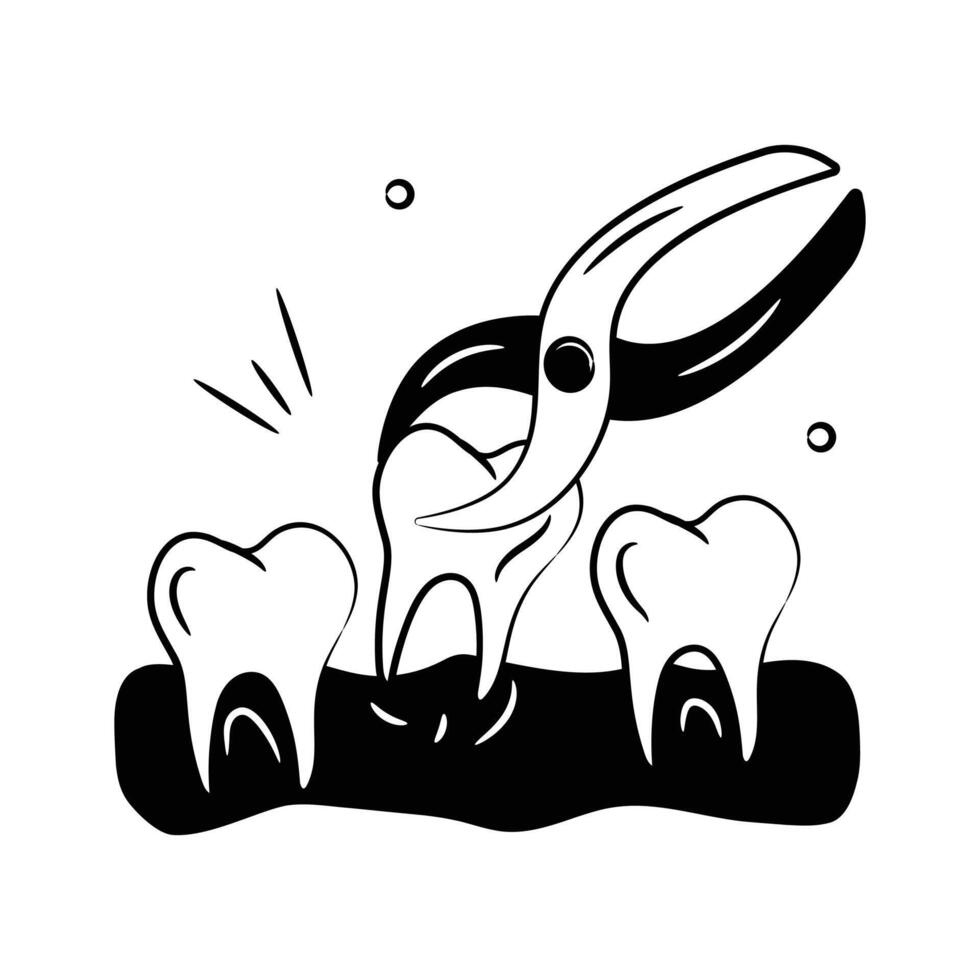 Creative Icon of tooth extraction procedure, showing dental care . vector