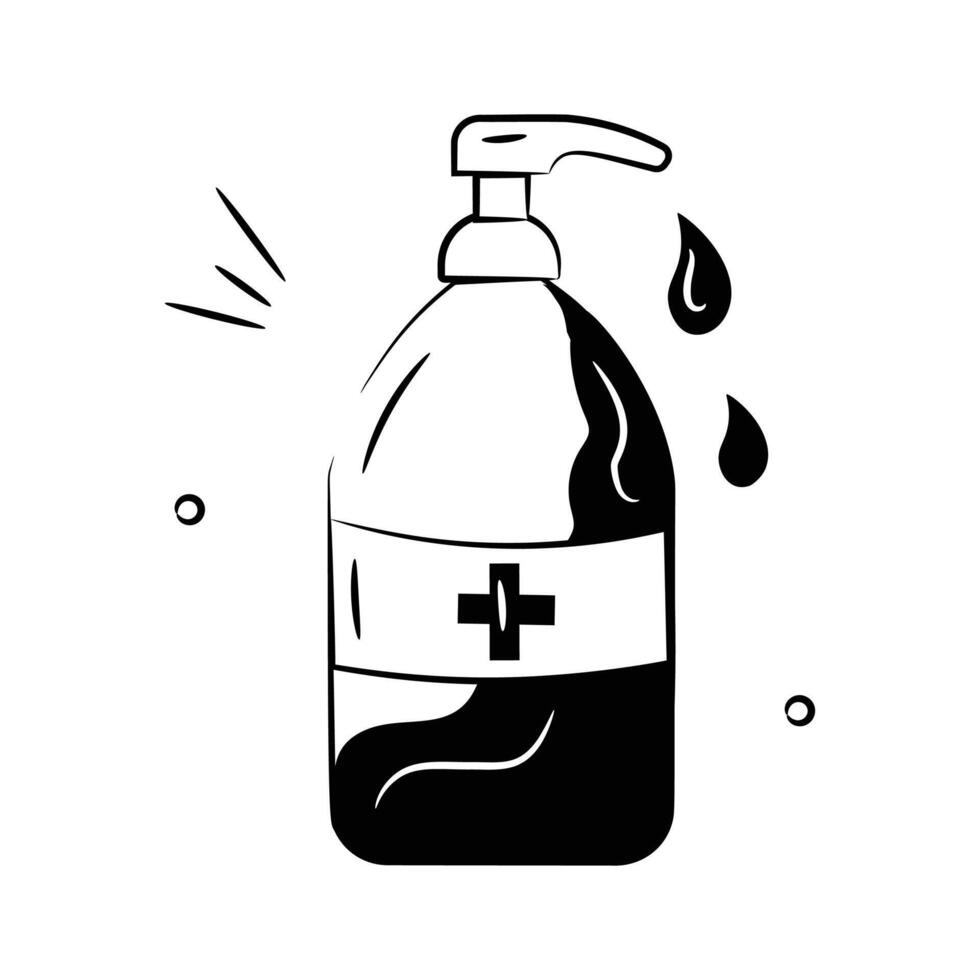 Icon of hand sanitizer, denoting hygiene and the importance of preventing infections. vector