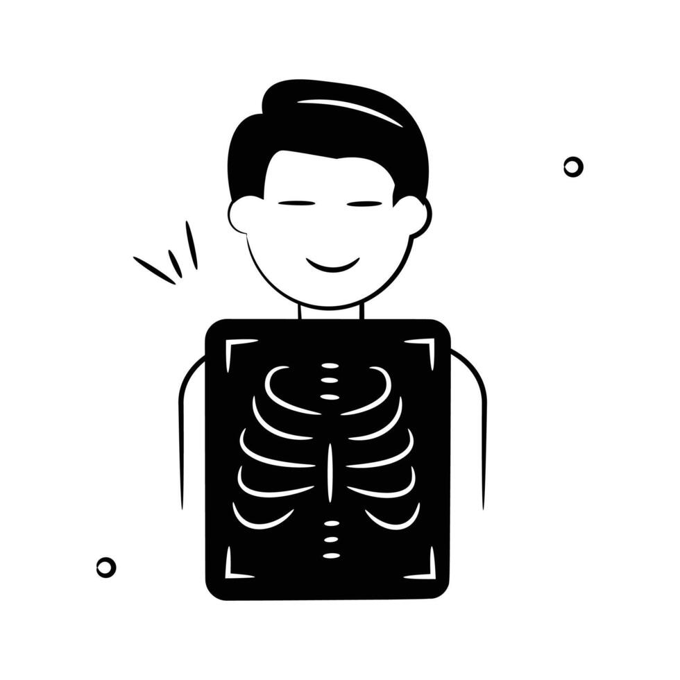 Bones examination, hand drawn icon of x ray, radiography vector