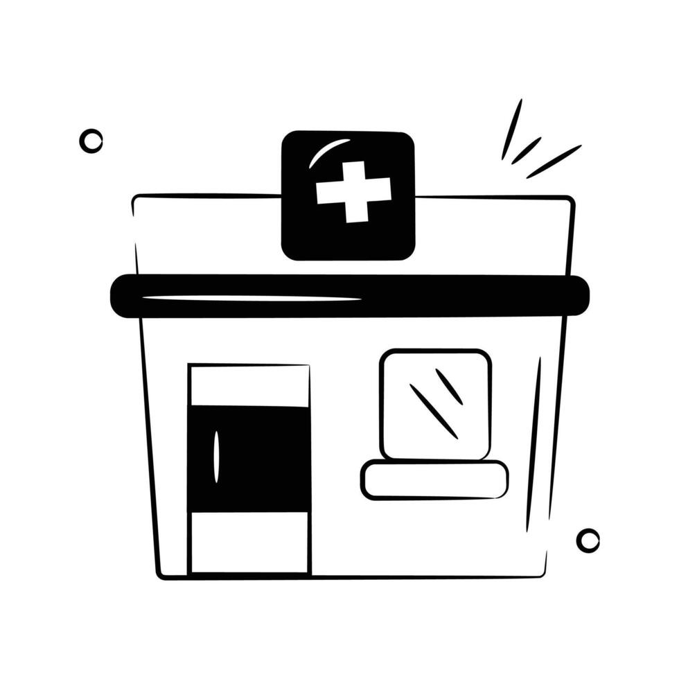 An amazing icon of clinic building in modern doodle style vector