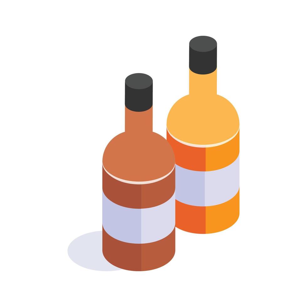 A trendy isometric icon of champagne bottles isolated on white background vector