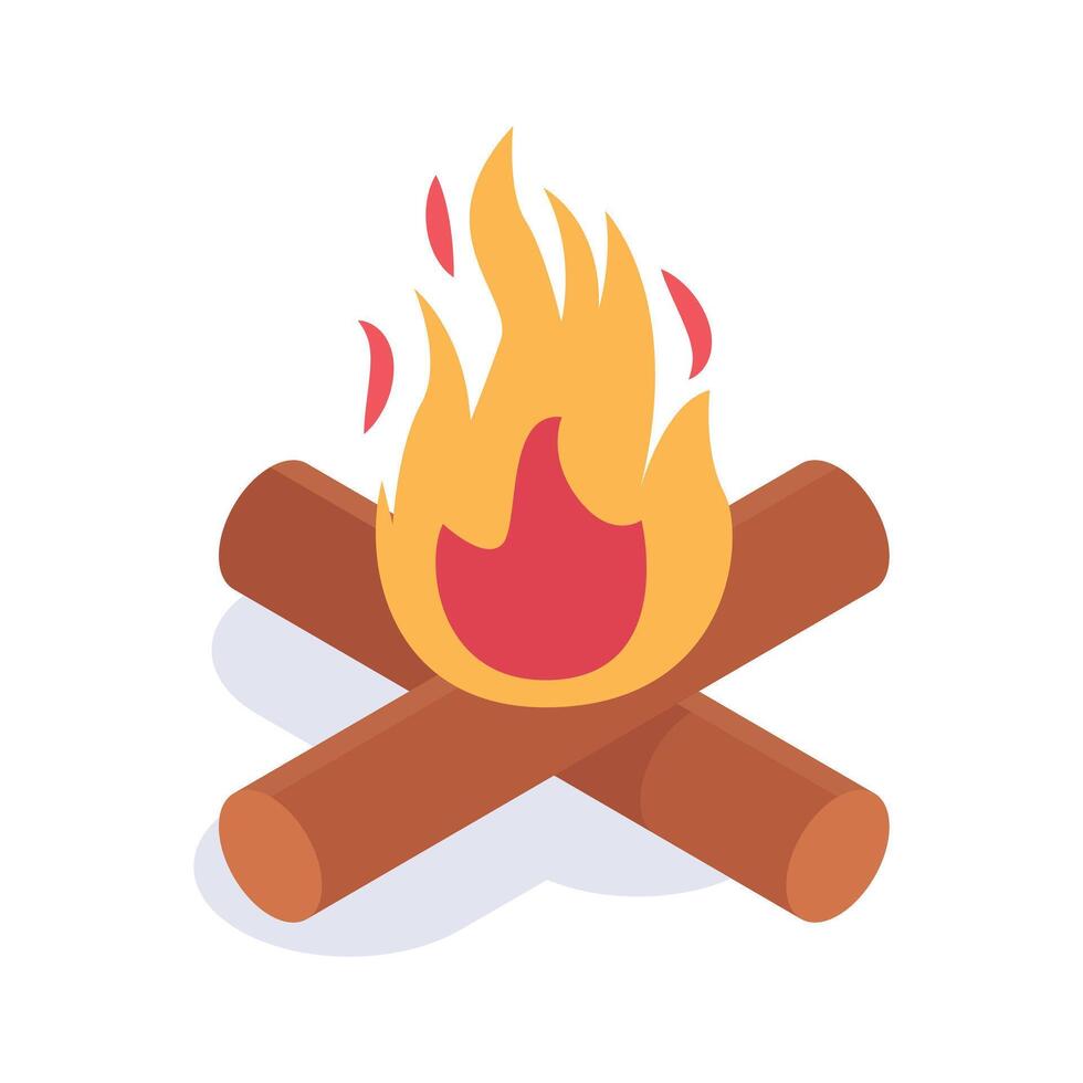 Take a look at this creatively crafted isometric icon of bonfire in modern style vector