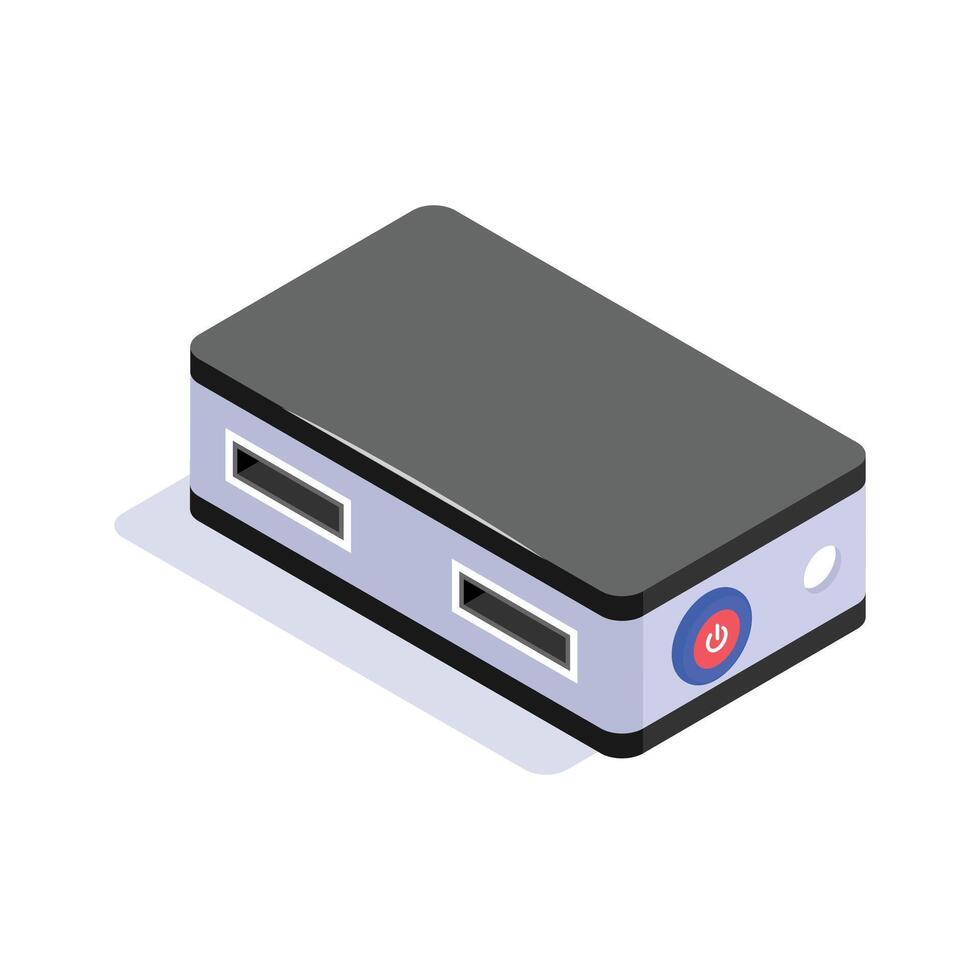An isometric icon of network hub in modern design style vector