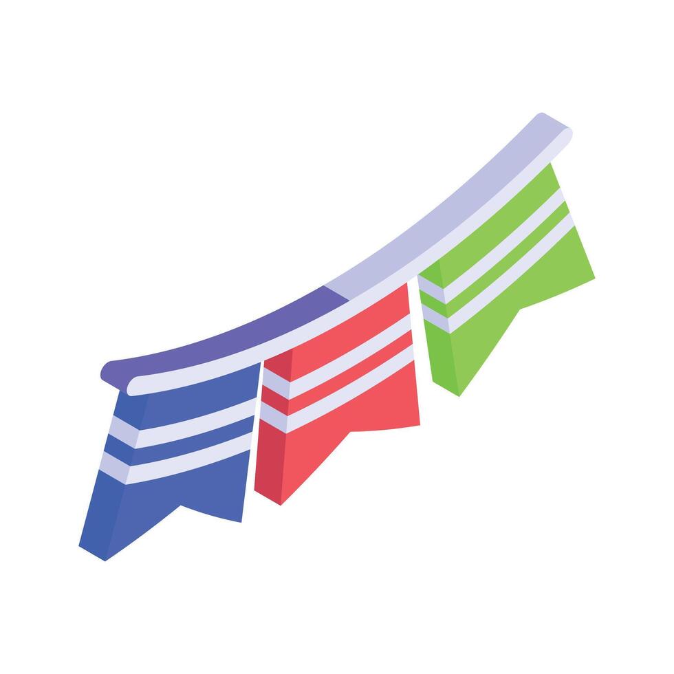 Colorful buntings for party decoration, garlands and festive decoration accessory vector
