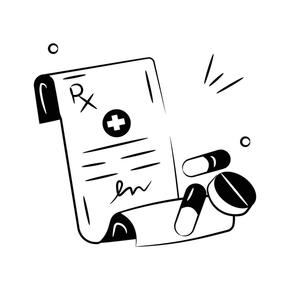 Well designed doodle icon of medical prescription in modern style vector