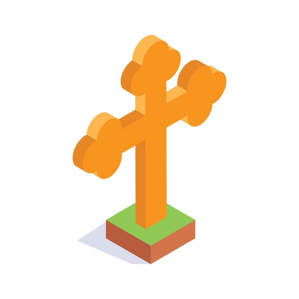 Religious symbol, isometric icon of holy cross in modern style vector