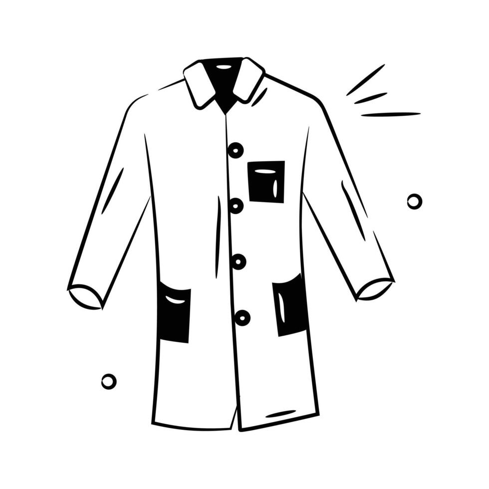 Creative icon of a doctor coat, symbolizing medical professionalism and healthcare expertise. vector