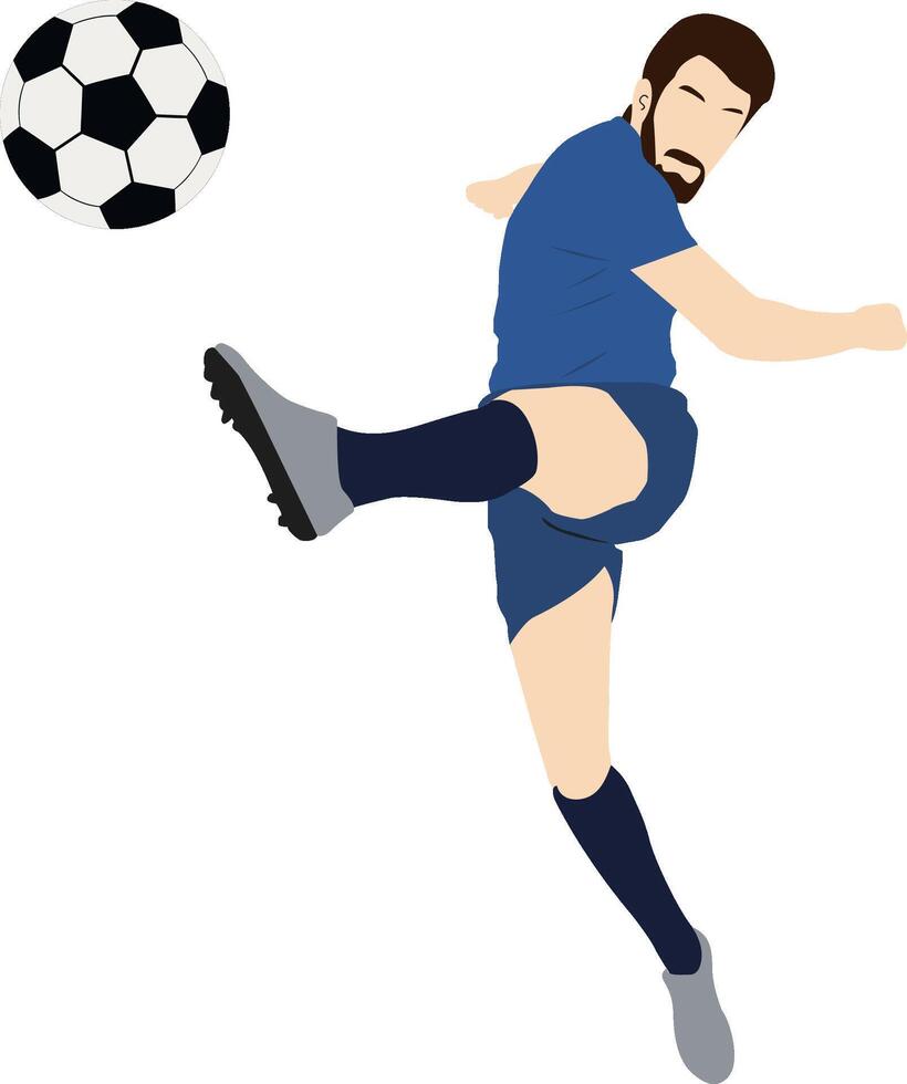 Illustration of a soccer player kicking the ball isolated on white background vector