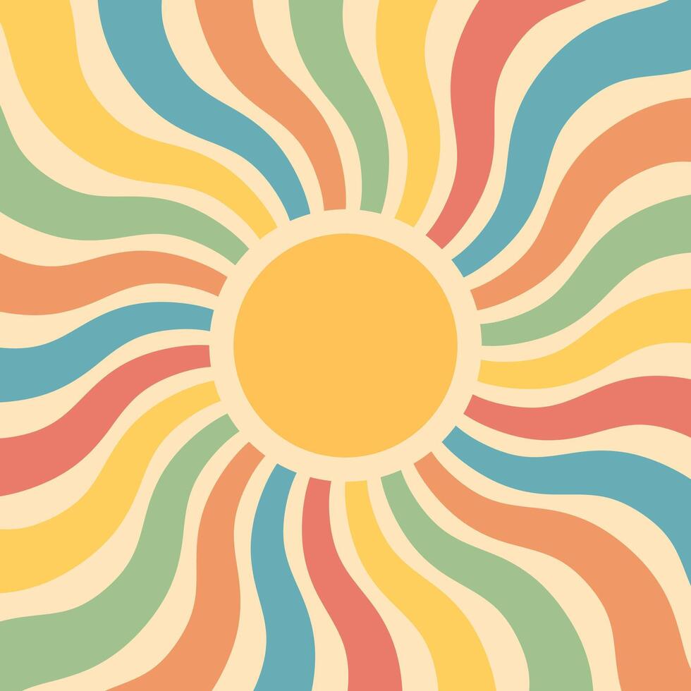 Retro summer ray background in flat style. Sunburst illustration on isolated background. Sunshine sign business concept. vector
