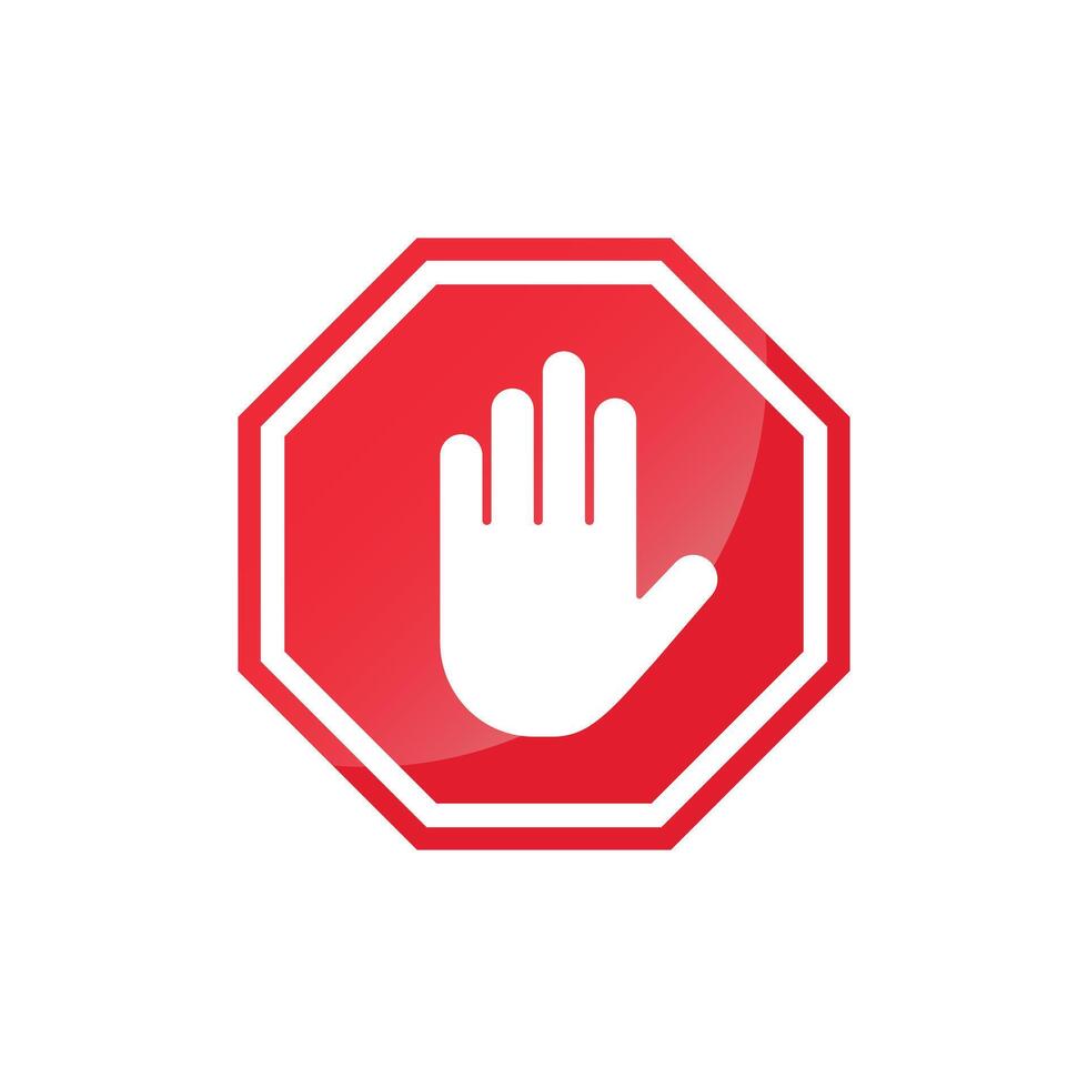 Stop icon in flat style. Warning symbol illustration on isolated background. Do not enter sign business concept. vector